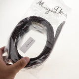 Maxbell Retro Men Woven Hollowed-out Adjustable Waist Belt Waistband Dark Coffee