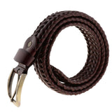 Maxbell Retro Men Woven Hollowed-out Adjustable Waist Belt Waistband Dark Coffee