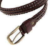 Maxbell Retro Men Woven Hollowed-out Adjustable Waist Belt Waistband Dark Coffee