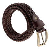 Maxbell Retro Men Woven Hollowed-out Adjustable Waist Belt Waistband Dark Coffee