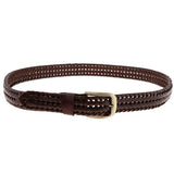 Maxbell Retro Men Woven Hollowed-out Adjustable Waist Belt Waistband Dark Coffee