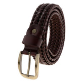 Maxbell Retro Men Woven Hollowed-out Adjustable Waist Belt Waistband Dark Coffee