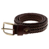 Maxbell Retro Men Woven Hollowed-out Adjustable Waist Belt Waistband Dark Coffee