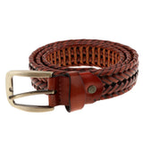 Maxbell Retro Men Woven Hollowed-out Adjustable Waist Belt Waistband Light Coffee