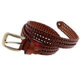 Maxbell Retro Men Woven Hollowed-out Adjustable Waist Belt Waistband Light Coffee