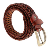 Maxbell Retro Men Woven Hollowed-out Adjustable Waist Belt Waistband Light Coffee