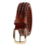 Maxbell Retro Men Woven Hollowed-out Adjustable Waist Belt Waistband Light Coffee