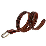 Maxbell Retro Men Woven Hollowed-out Adjustable Waist Belt Waistband Light Coffee