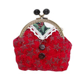 Maxbell DIY Purse Sewing Material Handmade Fabric Bag Embroidery Kit Red