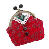 Maxbell DIY Purse Sewing Material Handmade Fabric Bag Embroidery Kit Red