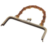 Maxbell 2pcs Bamboo Handle Metal Frame Kiss Clasp Lock for DIY Handbag Purse Bronze