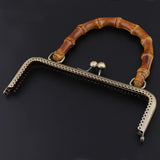 Maxbell 2pcs Bamboo Handle Metal Frame Kiss Clasp Lock for DIY Handbag Purse Bronze