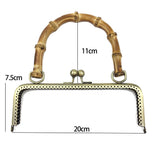 Maxbell 2pcs Bamboo Handle Metal Frame Kiss Clasp Lock for DIY Handbag Purse Bronze
