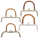 Maxbell 2pcs Bamboo Handle Metal Frame Kiss Clasp Lock for DIY Handbag Purse Bronze