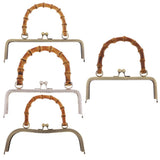 Maxbell 2pcs Bamboo Handle Metal Frame Kiss Clasp Lock for DIY Handbag Purse Bronze