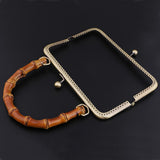 Maxbell 2pcs Bamboo Handle Metal Frame Kiss Clasp Lock for DIY Handbag Purse Bronze