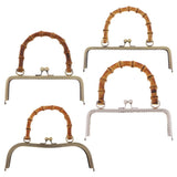 Maxbell 2pcs Bamboo Handle Metal Frame Kiss Clasp Lock for DIY Handbag Purse Bronze