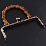 Maxbell 2pcs Bamboo Handle Metal Frame Kiss Clasp Lock for DIY Handbag Purse Bronze