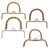 Maxbell 2pcs Bamboo Handle Metal Frame Kiss Clasp Lock for DIY Handbag Purse Bronze