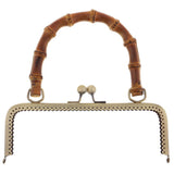 Maxbell 2pcs Bamboo Handle Metal Frame Kiss Clasp Lock for DIY Handbag Purse Bronze