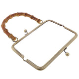 Maxbell 2pcs Bamboo Handle Metal Frame Kiss Clasp Lock for DIY Handbag Purse Bronze