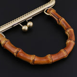 Maxbell 2pcs Bamboo Handle Metal Frame Kiss Clasp Lock for DIY Handbag Purse Bronze