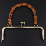 Maxbell 2pcs Bamboo Handle Metal Frame Kiss Clasp Lock for DIY Handbag Purse Bronze