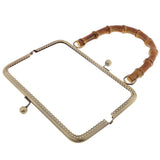 Maxbell 2pcs Bamboo Handle Metal Frame Kiss Clasp Lock for DIY Handbag Purse Bronze