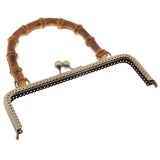 Maxbell 2pcs Bamboo Handle Metal Frame Kiss Clasp Lock for DIY Handbag Purse Bronze