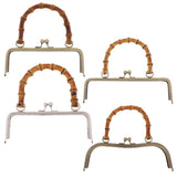 Maxbell 2pcs Bamboo Handle Metal Frame Kiss Clasp Lock for DIY Handbag Purse Bronze