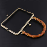 Maxbell 2pcs Bamboo Handle Metal Frame Kiss Clasp Lock for DIY Handbag Purse Bronze