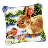 2 Set Rabbit Pillowcase Latch Hook Kit and 2pcs Latch Hook Tool for Beginner