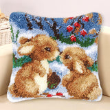 2 Set Rabbit Pillowcase Latch Hook Kit and 2pcs Latch Hook Tool for Beginner