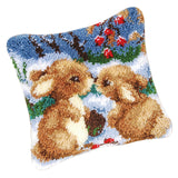 2 Set Rabbit Pillowcase Latch Hook Kit and 2pcs Latch Hook Tool for Beginner