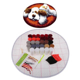 Latch Hook Rug Kits DIY Dog Craft Embroidery Cushion with Wood Crochet Hook