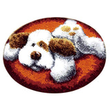 Latch Hook Rug Kits DIY Dog Craft Embroidery Cushion with Wood Crochet Hook