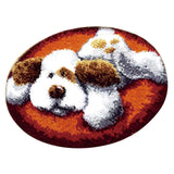 Latch Hook Rug Kits DIY Dog Craft Embroidery Cushion with Wood Crochet Hook