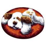 Latch Hook Rug Kits DIY Dog Craft Embroidery Cushion with Wood Crochet Hook