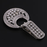 2pcs Rhinestone Button Duck-mouth Buckle Fastener for Clothing Decor Silver