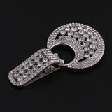 2pcs Rhinestone Button Duck-mouth Buckle Fastener for Clothing Decor Silver
