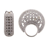 2pcs Rhinestone Button Duck-mouth Buckle Fastener for Clothing Decor Silver