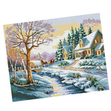 Maxbell Stamped Snowscape Pattern Cross Stitch Kits 11CT Embroidery Cloth DIY Sewing Package - Aladdin Shoppers