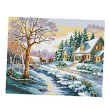 Maxbell Stamped Snowscape Pattern Cross Stitch Kits 11CT Embroidery Cloth DIY Sewing Package - Aladdin Shoppers