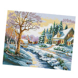 Maxbell Stamped Snowscape Pattern Cross Stitch Kits 11CT Embroidery Cloth DIY Sewing Package - Aladdin Shoppers