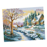Maxbell Stamped Snowscape Pattern Cross Stitch Kits 11CT Embroidery Cloth DIY Sewing Package - Aladdin Shoppers