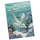 Maxbell 11CT Counted & Stamped Cross Stitch Kit for Beginners Embroidery Dolphins Patterns - Aladdin Shoppers