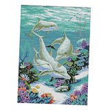 Maxbell 11CT Counted & Stamped Cross Stitch Kit for Beginners Embroidery Dolphins Patterns - Aladdin Shoppers
