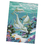 Maxbell 11CT Counted & Stamped Cross Stitch Kit for Beginners Embroidery Dolphins Patterns - Aladdin Shoppers