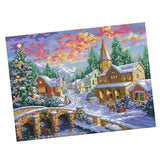 Maxbell Stamped Cross Stitch Kits Patterns Embroidery Kit - Winter Village, 11 Counted 67x52cm - Aladdin Shoppers