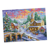 Maxbell Stamped Cross Stitch Kits Patterns Embroidery Kit - Winter Village, 11 Counted 67x52cm - Aladdin Shoppers